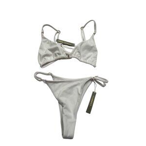 Gooseberry Intimates Triangle Top & Tanga Bottoms Bikini in White